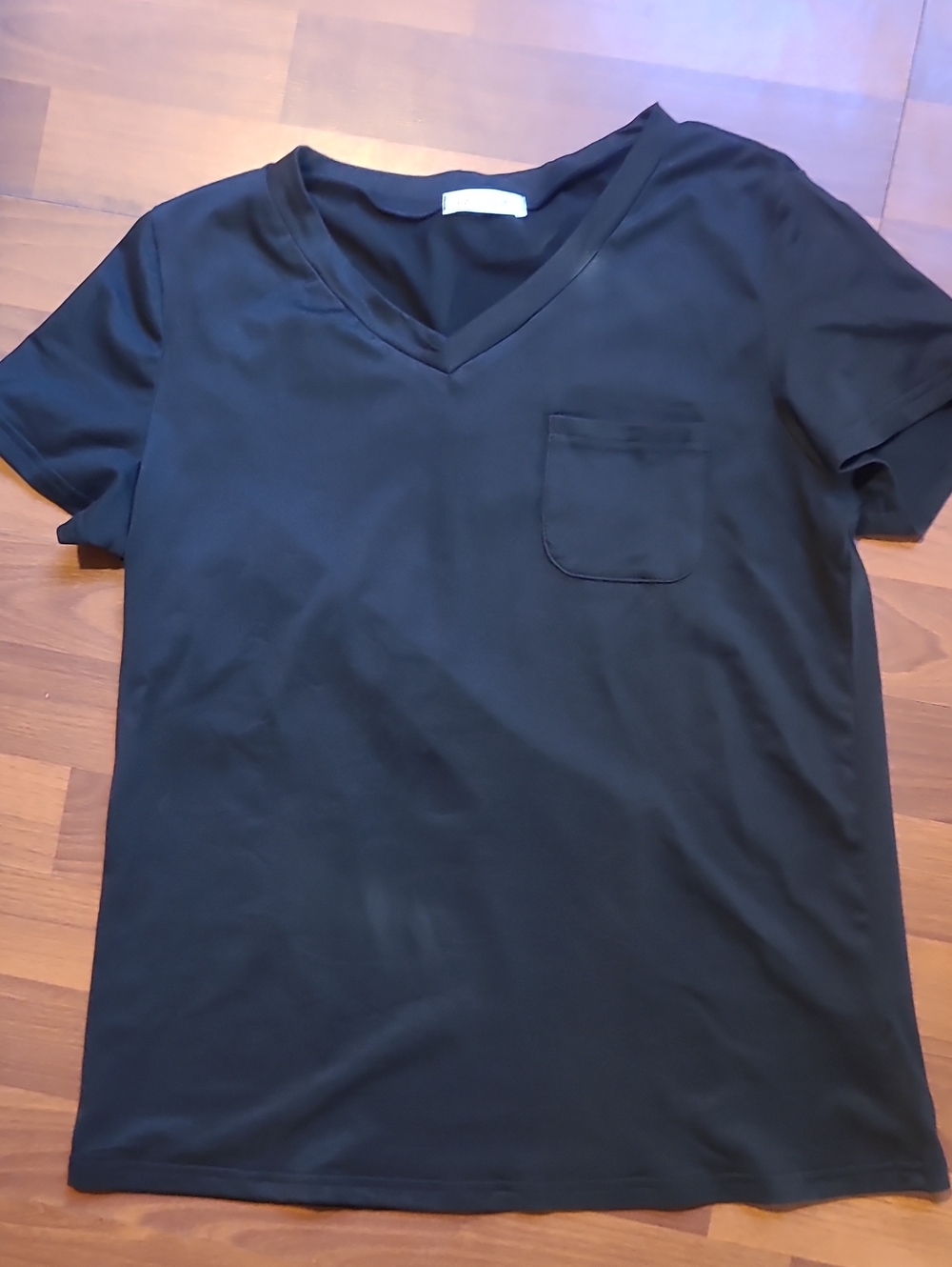 Women's Black V-Neck Pocket Sleep Tee or T-shirt